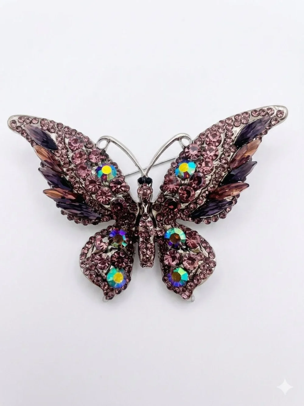 Elegant Purple Crystal Butterfly Brooch - Women's Jewelry